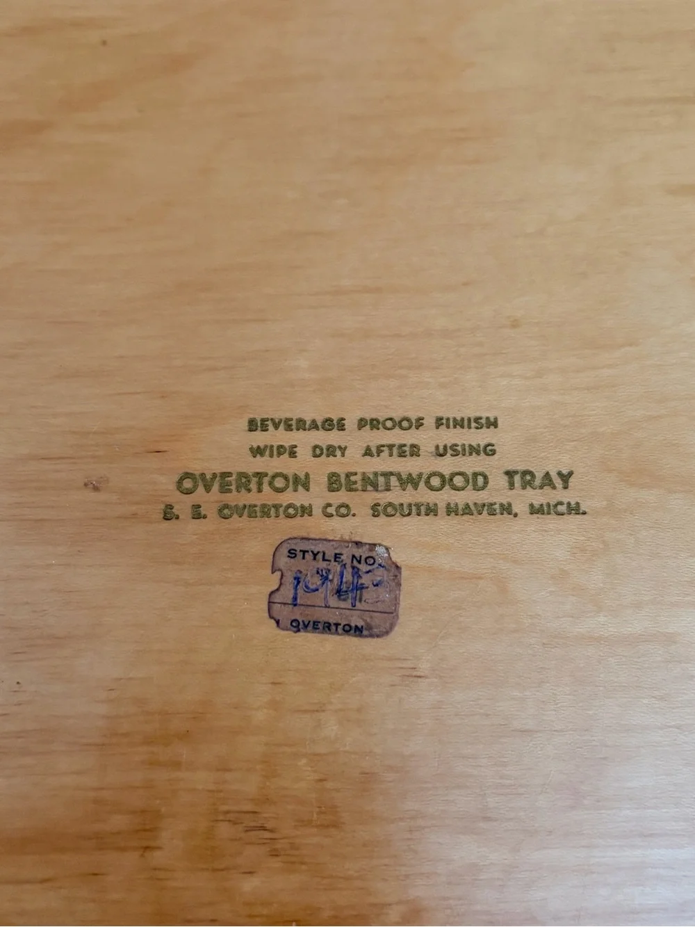S.E. Overton Bentwood Vintage Serving Tray, Mid-Century Wood